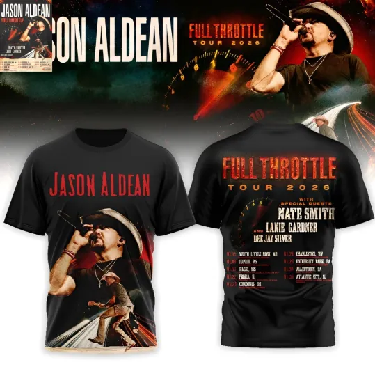 New Jason Aldean Full Throttle Tour Short Sleeve S to 5XL 3D Shirt