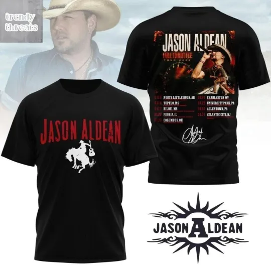 Hot Popular Jason Aldean Full Throttle Tour Black S to 5XL 3D Shirt
