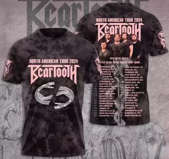 Beartooth 3D Shirt North American Tour 2024 Unisex Gift Fans 3D T-Shirt