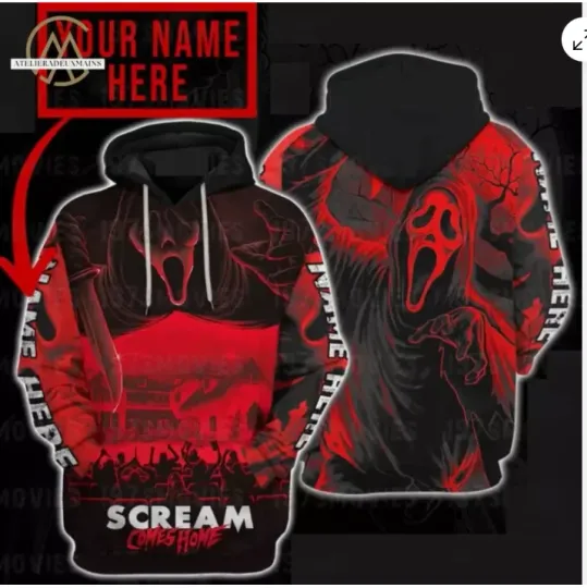 Personalized Ghostface Scream Comes Home Horror 3D HOODIE HALLOWEEN GIFT US SIZE
