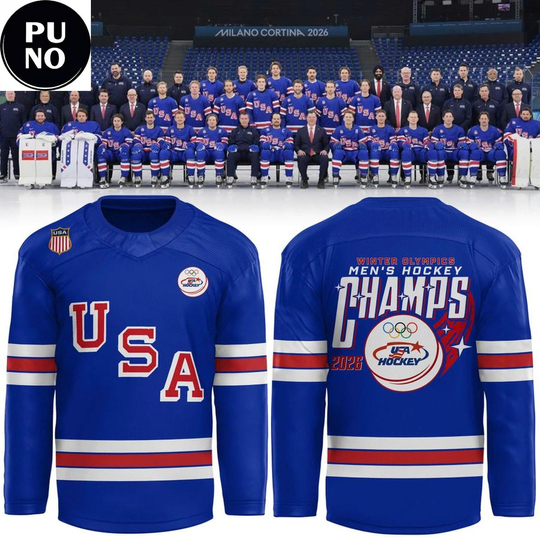 Discover Team USA 2026 Olympic Milano Cortina Golden Men Champs Hockey Jersey