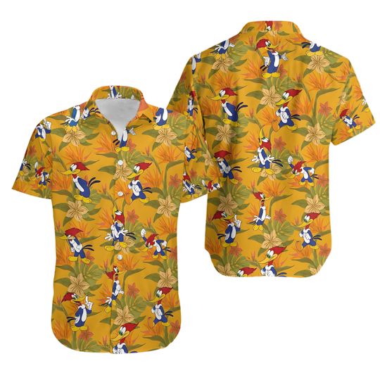 Woody Woodpecker Hawaiian Button Down Shirt