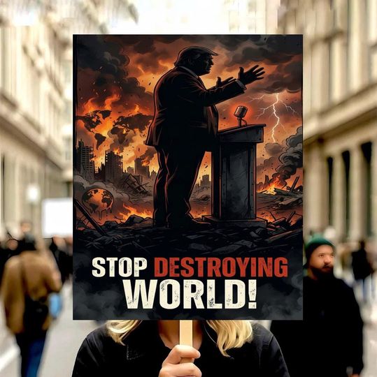 Discover Anti Trump Protest Sign, Anti-MAGA Rally Signs, Stop Trump Political Art, Resist Rally Decor