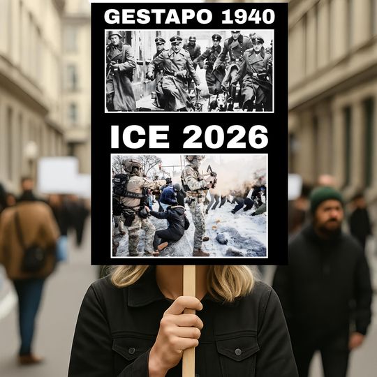 ICE Equals American Gestapo Protest Sign, Anti-Trump Resistance, Political Activist Poster, Rally Sign, Resist Fascism Protest Poster