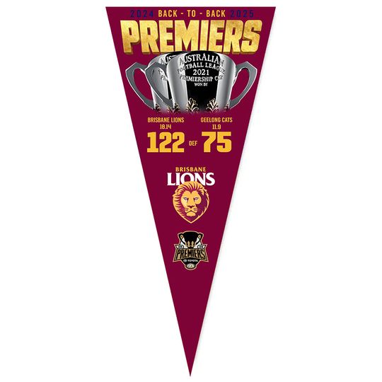 Brisbane Lions AFL 2025 Grand Final Premiership Felt Wall Pennant