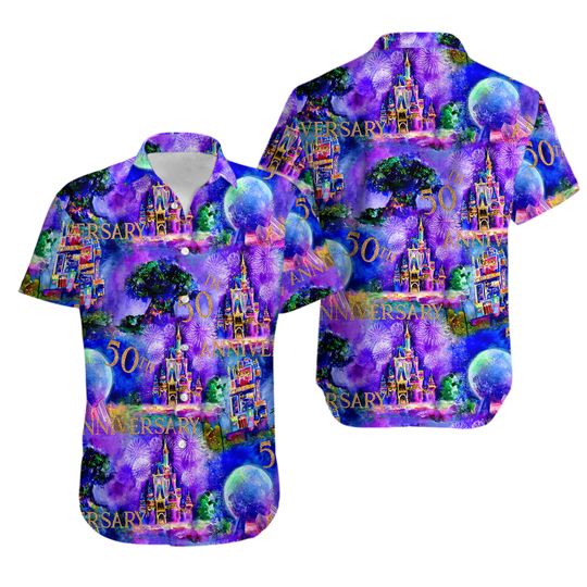 50th Anniversary Castle Hawaiian Shirt, Mickey Tee for Men, Women, Kids - Trending Street Fashion