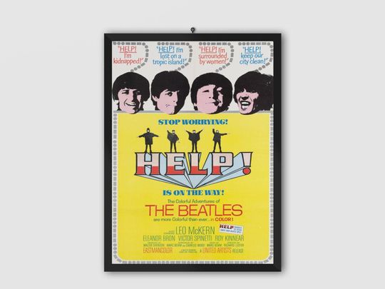 The Beatles 'Help!' 1965 Vintage Movie Poster at 1stDibs. J Lennon, P mccartney, George. Movie Poster, Vintage Poster.