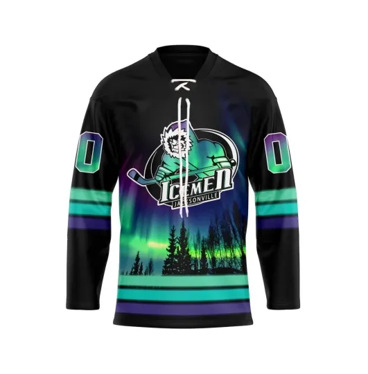 Jacksonviiille Special Design With Northern Lights Hockey Hockey Shirt