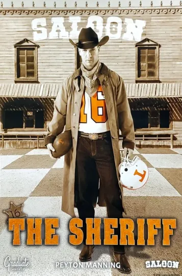 Peyton Manning The Sheriff Saloon 16 Tennessee Vols Football Poster