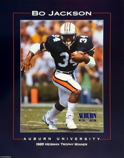 Discover Bo Jackson Auburn Tigers Heisman Winner 1985 Vintage Poster