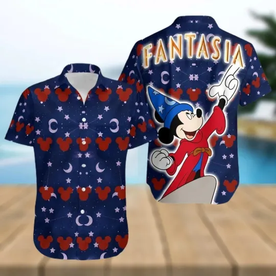 Discover Mickey Mouse Disney Ear Pattern Fantasia Full Printing Hawaiian Shirt