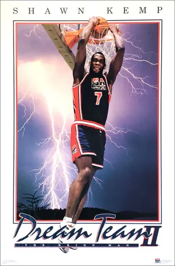 Discover Shawn Kemp Team USA Basketball Dream Team II 1994 FIBA Poster