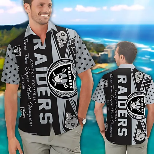 Las Vegas Raiders Champions Stripe Hawaiian No Pocket, Gift For Fans
