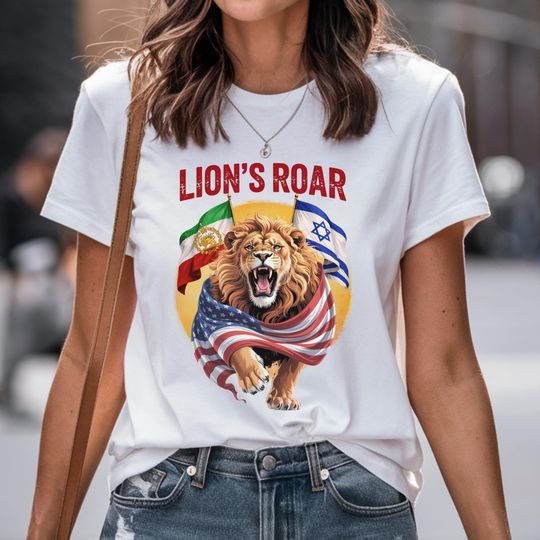 Discover Lions Roar Shirt, America Israel Support, Free Iran Tee, Patriotic Freedom Graphic