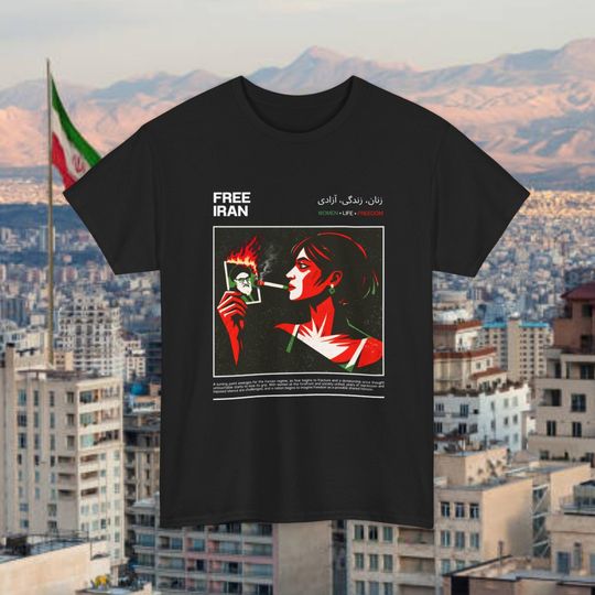 Discover Women Life Freedom Shirt, Free Iran Protest T Shirt, Iranian Revolution Tee, Woman with Cigarette, Persian Freedom Shirt, Gift for Iranians