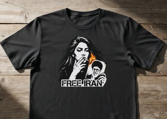 Discover Free Iran T-Shirt - "Cigarette Girl" Protest Art - Woman Life Freedom Tee - Iranian Resistance Graphic - Mahsa Amini Solidarity Shirt