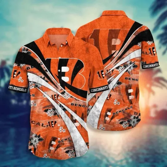 Cincinnati Bengals Swirl  Hawaiian Shirt Gift For Friends1