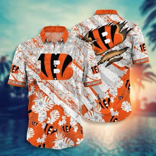 Discover Cincinnati Bengals Cracked Tropics Hawaiian Shirt Gift For Friends