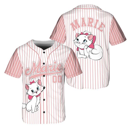 Custom Name And Number Disney Marie The Aristocats Baseball Jersey Shirt, Baseball Sport Outfits, Disneyland Trip, Gift For Cat Lovers Shirt