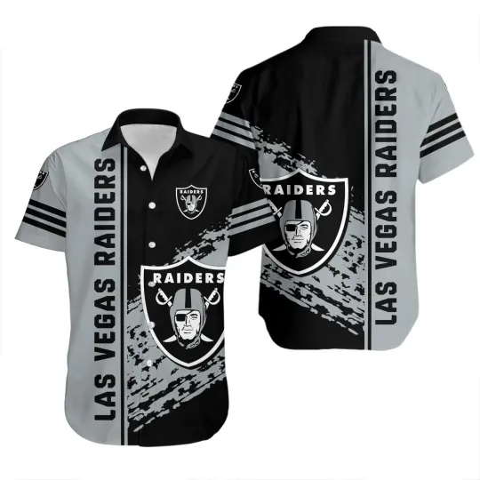 Las Vegas Raiders Grayscale Streak Hawaiian No Pocket, Gift For Fans