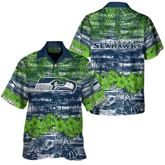 Seattle Seahawks Tropical Lagoon Hawaiian, Gift For Friends, Gift For Fans