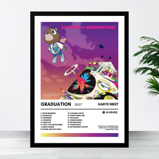 Discover Kanye West Graduation Album Poster | Music Wall Decor | Vertical Matte Poster