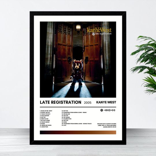 Discover Kanye West Late Registration Album Poster Vertical Wall Art Music Room Decor