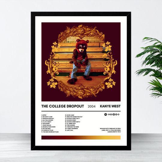 Kanye West The College Dropout Album Poster Wall Art | Music Poster | Hip Hop Decor