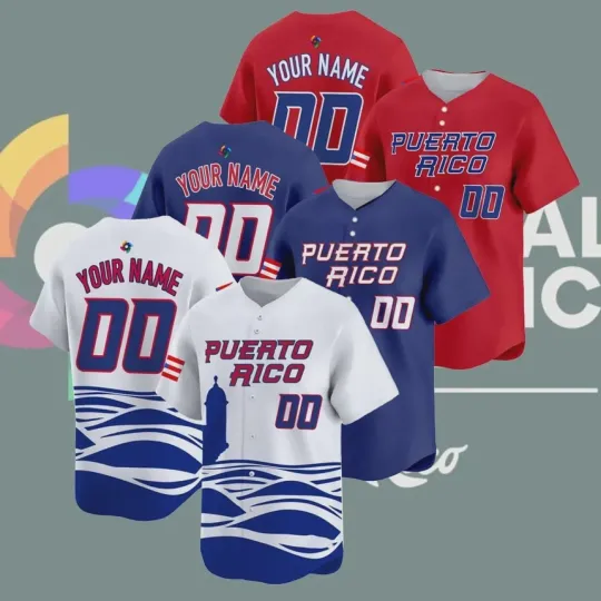 Discover Personalized Puerto Rico Team Baseball Jersey 2026 Hot Print Multicolor Fanmade
