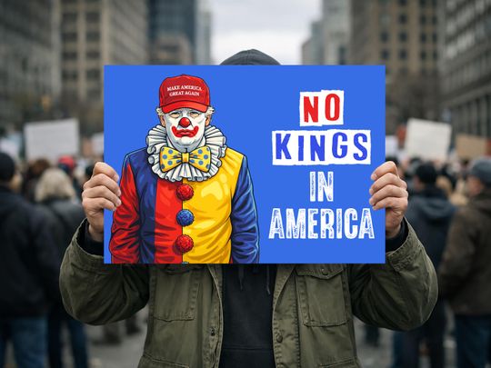 Discover No Kings In America Protest Sign Trump Clown, Anti Dictator Political Decor, Save Democracy Gift