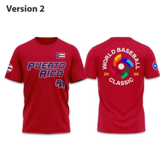 Discover Puerto Rico World Baseball Classic Uniform 2026 Shirt Fanmade Red