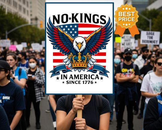 Discover No Kings in America Protest Poster, Since 1776 Art Print,Anti-Trump Resistance,Patriotic Protest Sign,Democracy Freedom Wall Decor,USA Eagle