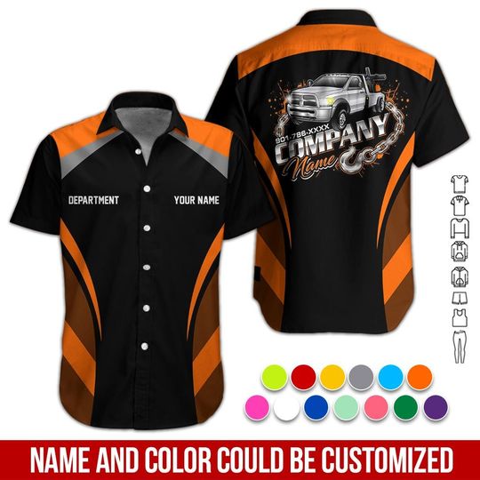 Custom Tow Truck Work Shirt: Personalized Name And Color Uniform Semi Truck