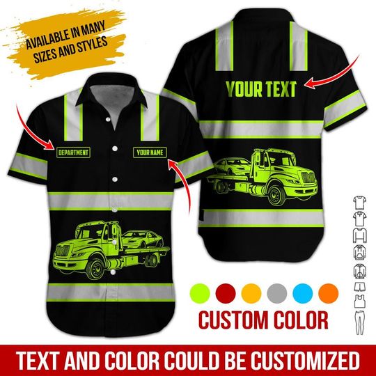 Custom Tow Truck Work Shirt: Non Reflective Short Sleeve Uniform