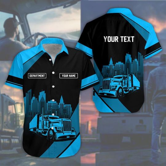 Custom Semi Truck Work Shirt: Non - Reflective Personalized Name And Color Uniform Semi Truck