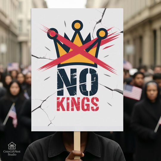 Discover No Kings Protest Sign  Anti Trump Resistance Political Activist Protest Decor for Democracy Lovers