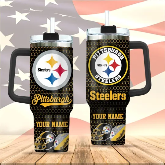 Discover football*Steeler 40oz Stainless Steel H2.0 Flowstate Quencher Tumbler3