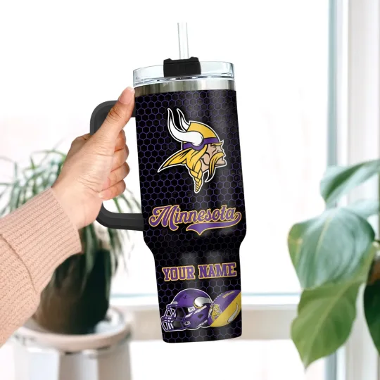 Discover Minnesota***Vikingss 40oz Stainless Steel H2.0 Flowstate Quencher Tumbler