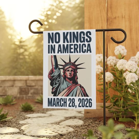 Discover No Kings in America Garden Flag, Patriotic Floral Yard Flag, Democracy Statement Outdoor Decor, Folk Art Protest Flag