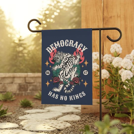 Democracy Has No Kings Anti Trump Garden Flag, Social Justice Yard Banner, Anti Oligarchy Yard Sign, Anti Maga Democrat Garden Sign Gift