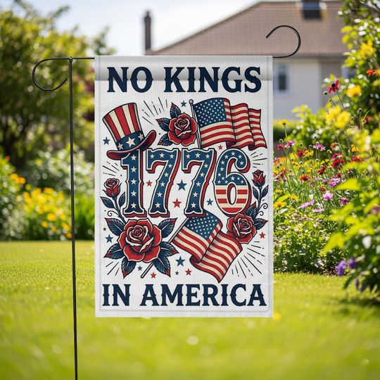 Discover Garden Flag: No Kings In America 1776 Patriotic Rose Flag