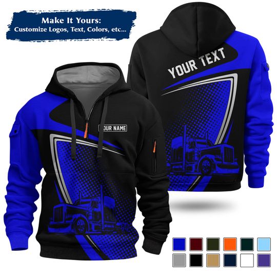 Personalized Tow Truck Driver Quarter Zip Hoodie | Custom Name Company Logo Uniform
