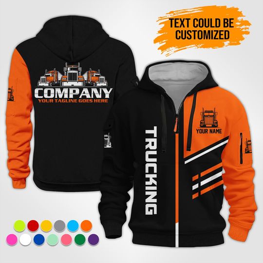 Discover Personalized Truck Quarter Zip Hoodie | Custom Name Company Logo Uniform