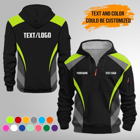 Personalized Mechanic Uniform 3DQuarter Zip Hoodie | Custom Text Name Company Logo Uniform