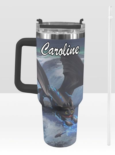 How to Train Your Dragon 40 oz Tumbler: Toothless and Light Fury Personalized Stanley-Inspired Stainless Steel Cup