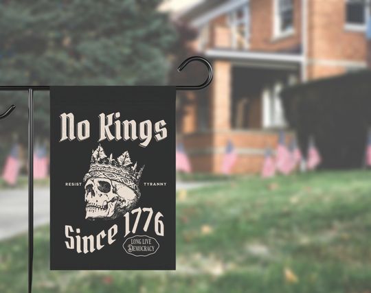 Discover No Kings Since 1776 Garden Flag, Skull Resist Banner, Anti-MAGA Liberal Protest Yard Decor