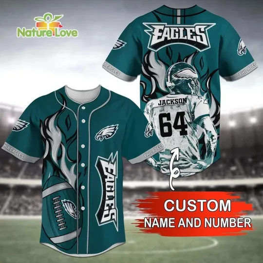Custom Name Philadelphia Football Team Eagless Baseball Jersey Gift for Fans