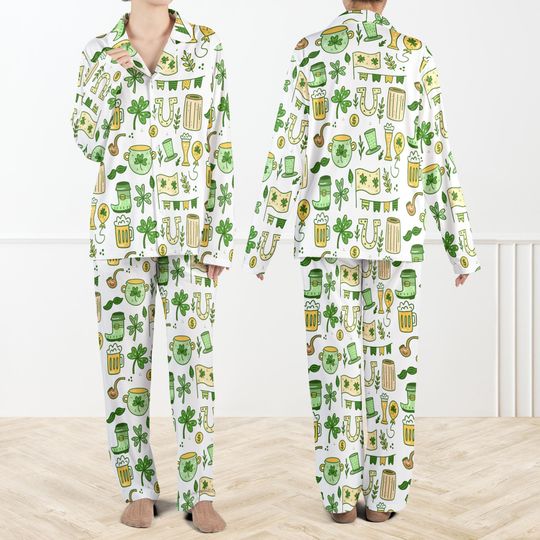 Discover Slainte Irish Cheer St Patricks Day Pajama Set For Women And Kids, Irish Lucky Pajamas, Shamrock PJs, Leprechaun PJs, Green Beer Sleepwear