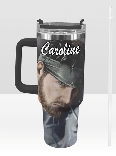 Metal Gear Solid 40 oz Tumbler: Personalized Stanley-Inspired Stainless Steel Cup
