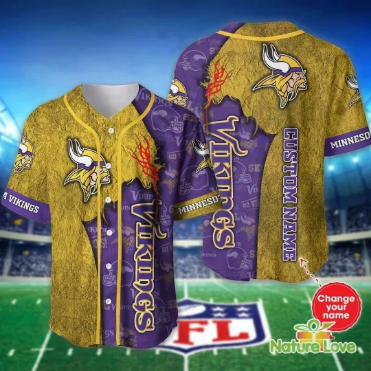 Custom Name Minnesota Football Team Vikingss Baseball Jersey Shirt Gifts for Fan